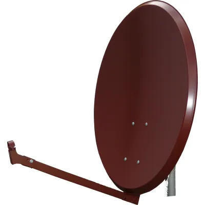 Televes Satellitenspiegel S80EL-Z | Sat-Schüssel 80 cm | Offset Antenne Aluminium | 40 mm Feed-Aufnahme | ziegelrot