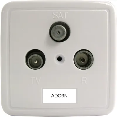 Televes Stichleitungsdose 3-fach ADO3N SAT/TV/Radio | DC-Durchlass | Aufputz | 5-2250MHz | 3 Ausgänge | reinweiß