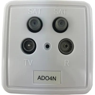Televes Antennendose ADO4N 516110 | 4-fach TWIN-Stichleitungsdose | 2x SAT, TV, Radio | Aufputz | 5-2200MHz | reinweiß