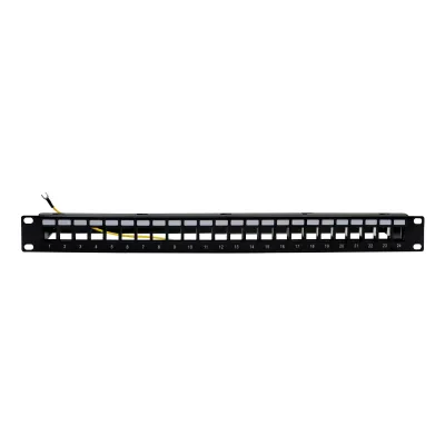 TELEVES Patchpanel UFB24RJ-A 533187 | 24 Port RJ45 | 19 Zoll 1HE | mit Kabelhalter | Erdungsanschluss | schwarz RAL9005