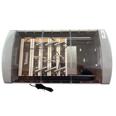 Televes Kopfstation UNI16-8CI-G | Kompakt-Kopfstelle 4xMUXX | 8 QAM-Ausgangskanäle | UGH7 Gehäuse | Netzteil 120W