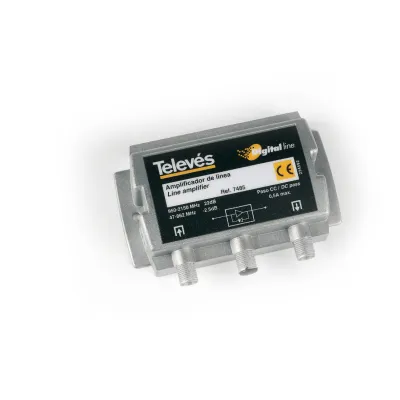 Televes SAT Inline-Verstärker VST20 | 20 dB | 1x F-Anschluss | 950-2150 MHz | fernspeisbar | Pegelsteller