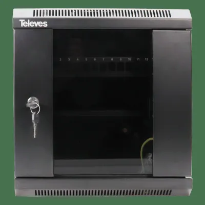 Televes Netzwerkschrank MSR106M 533104 | 10 Zoll | 6U + 2U extra | Wand- oder Bodenschrank | Stahl | 372x350x300 mm
