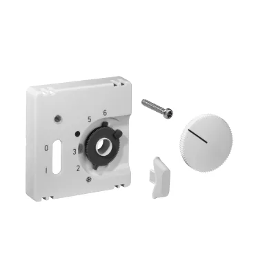 Alre Deckelset 55x55mm JZ-002.100 | Abdeckung Raumthermostat | Zentralplatte | Kunststoff glänzend | RAL9010