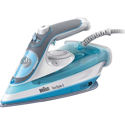 Braun Dampfbügeleisen TexStyle 5 SI 5006 BL | 2600 W | SuperCeramic Bügelsohle | Anti-Kalk | 300 ml Wassertank | Blau