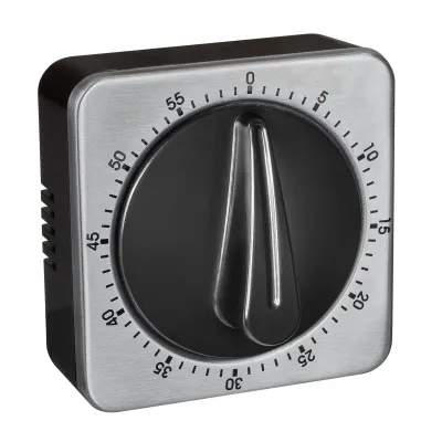 TFA Dostmann Küchentimer 38.1043.01 | mechanisch bis 60 Min. | Edelstahlfront | ohne Batterie | Magnet | weiß