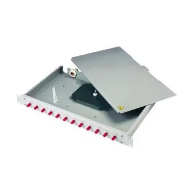 TELEGÄRTNER Patchpanel 19" BASIS eco 100022109 | LWL SC-Duplex 12 Port | OM2 | 1HE | Keramikhülse | grau RAL7035