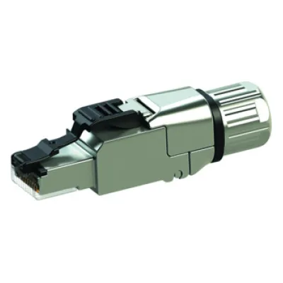 Telegärtner RJ45 Stecker MFP8 IE T568B J00026A5003 | Cat.6A Feldkonfektionierbar | Geschirmt | AWG24-27 | Metall