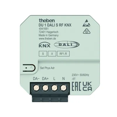 Theben DU 1 DALI S RF KNX 4941681 | Funk-DALI-Aktor Unterputz | KNX RF | DALI-2 | 230V | IP20 | bis 30 EVGs