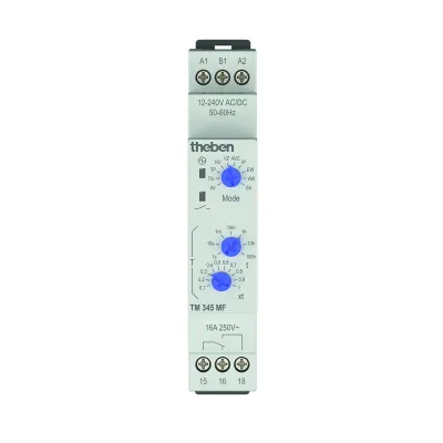 Theben Zeitrelais TM 345 MF 3450733 | elektronisch | 10 Funktionen | Analog | DIN-Schiene | 12–240V AC/DC | 16A