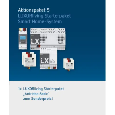 Theben LUXORliving Starterpaket Antriebe Basic | Smart Home Set | Systemzentrale IP1 | Jalousieaktor J8