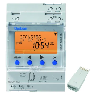 Theben Zeitschaltuhr TR 641 top2 RC 6410300 | 1-Kanal Jahres- & Astro-Programm | DCF77/GPS | DIN-Schiene | 16A