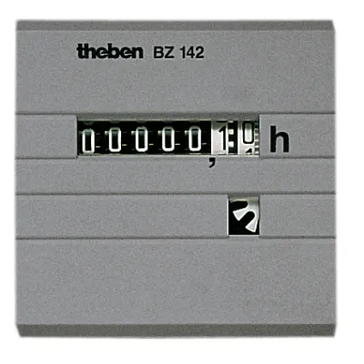Theben Betriebsstundenzähler BZ142-1 DC | 10-80V DC | analog | Einbau | 48x48mm | IP65 | ohne Reset | anthrazit