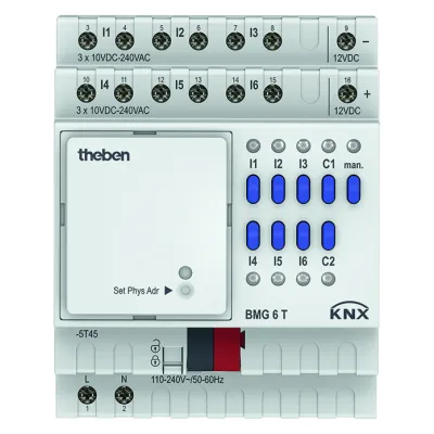 Theben BMG 6 T KNX Binäreingang 6-fach | Grundgerät | KNX REG 4TE | Multispannung 8–250V | LED | erweiterbar