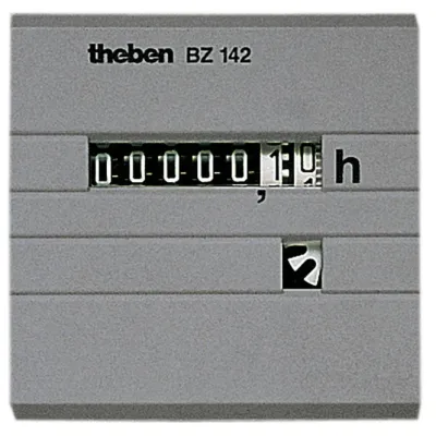 Theben Betriebsstundenzähler BZ 142-1 | 230V AC | Fronttafeleinbau 48x48mm | analog | 99.999h | IP65 | anthrazit