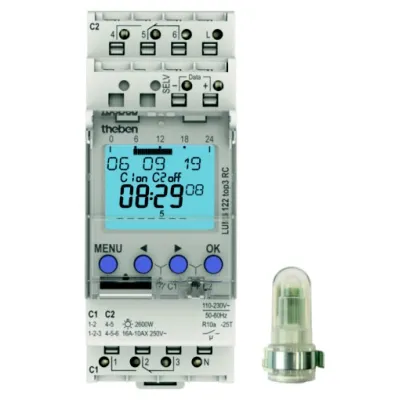 Theben LUNA 122 top3 RC | Dämmerungsschalter | 2-Kanal | IP55 | 230V | Wochenprogramm | App-Steuerung