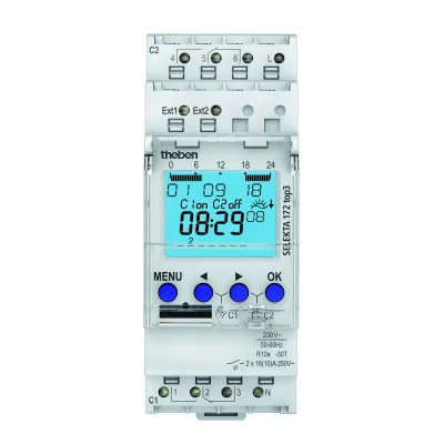 Theben SELEKTA 172 top3 Astro-Zeitschaltuhr | 2 Kanäle | DIN-Schiene | 230V | App-Steuerung
