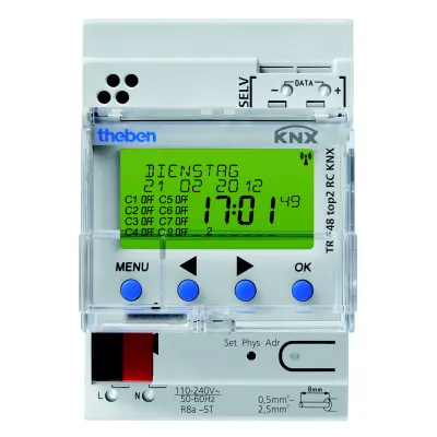 Theben TR 648 top2 RC KNX Zeitschaltuhr | 8 Kanäle | Jahres- und Astroprogramm | REG | DCF77/GPS | IP20