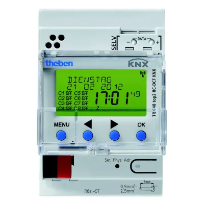 Theben Zeitschaltuhr TR 648 top2 RC-DCF KNX 6489210 | 8 Kanäle | Jahres- & Astroprogramm | REG | DCF77 | Busankopplung
