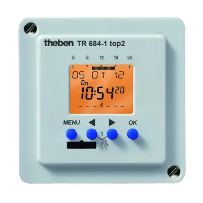 Theben Digital-Schaltuhr TR 684-1 top2 | 1 Kanal | Wochenprogramm | 56 Speicher | 230V | Einbau | 10 Jahre Gangreserve
