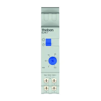 Theben Treppenlicht-Zeitschalter ELPA 7 0070002 | elektronisch | 600W LED | DIN-Schiene | Ausschaltvorwarnung | 1TE