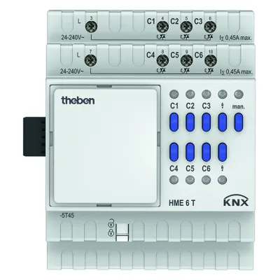 Theben Heizungsaktor HME 6 T KNX 4930245 | MIX2 Erweiterungsmodul | 6 Kanäle | 24-250V AC | 0,45A | REG | KNX-Bus | IP20