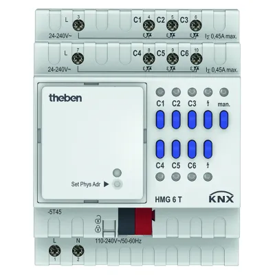 Theben Heizungsaktor HMG 6 T KNX 4930240 | 6 Kanäle | Grundmodul | REG | 24–250V AC | KNX | erweiterbar | IP20