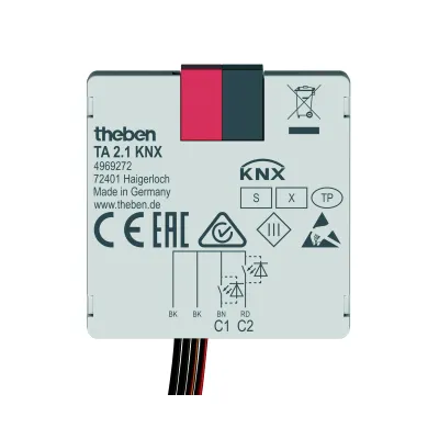 Theben Binäreingang Tasterschnittstelle TA 2.1 KNX 4969272 | 2-fach Unterputz | Data Secure | 5V AC/DC | LED-Steuerung