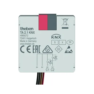 Theben Binäreingang Tasterschnittstelle TA 2.1 KNX 4969272 | 2-fach Unterputz | Data Secure | 5V AC/DC | LED-Steuerung