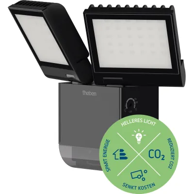 THEBEN LED-Strahler theLeda S17-100 BK 1020803 | 17W 1800lm | Bewegungsmelder | IP55 | 4000K neutralweiß | schwarz