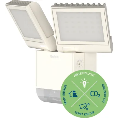 THEBEN LED-Strahler theLeda S17-100 WH 1020802 | Bewegungsmelder | 17W | 1800lm | 4000K | IP55 | drehbar | weiß