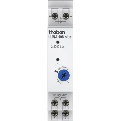 Theben Dämmerungsschalter LUNA 108 plus EL 1080900 | DIN-Schiene | externer Lichtsensor | 230V | 2–2000 lx | IP20/IP66