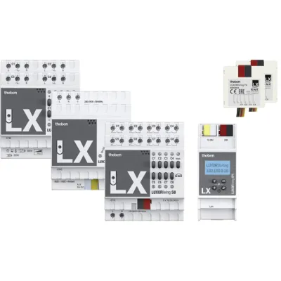 Theben LUXORliving Beleuchtung Set 2 | Smart Home Lichtsteuerung | IP1 Zentrale | S8 Schaltaktor | D4 Dimmaktor | IP20