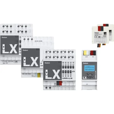 Theben LUXORliving Beleuchtung Set 2 | Smart Home Lichtsteuerung | IP1 Zentrale | S8 Schaltaktor | D4 Dimmaktor | IP20