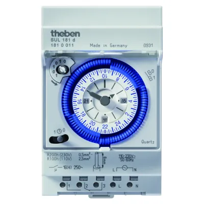 Theben SUL 181 d Zeitschaltuhr | 1-Kanal | 24h | 110-230V | 16A | DIN-Schiene | quarzgesteuert