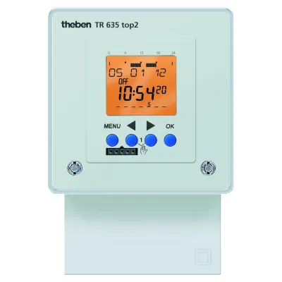 Theben TR 635 top2 | Digitale Zeitschaltuhr | 1-Kanal | 72x72mm | 230V | Wochenprogramm | 16A | Weiß