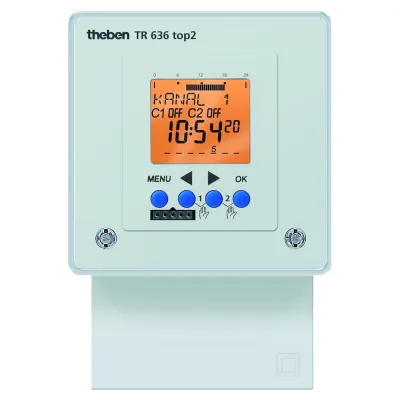 Theben TR 636 top2 | Digitale Zeitschaltuhr | 2-Kanal | 84 Speicher | 72x72mm | 230V | Wochenprogramm