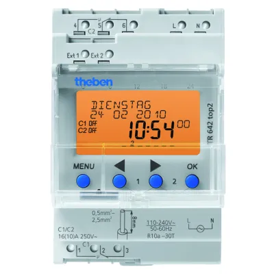 Theben TR 642 top2 | Digitale Zeitschaltuhr | 2-Kanal | Jahres-/Astro-Programm | DIN-Schiene | 110-240V