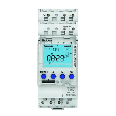 Theben SELEKTA 171 top3 RC | Astro-Zeitschaltuhr | 1 Kanal | DIN-Schiene | DCF77/GPS | 16A | 110–240V