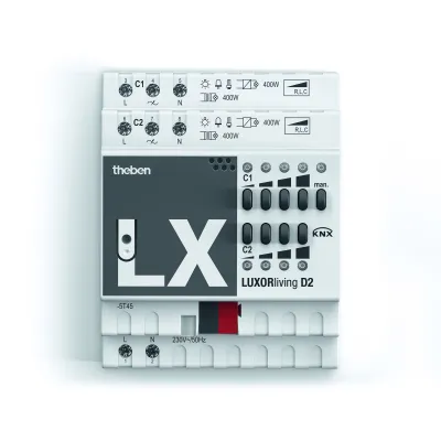 Theben Dimmaktor LUXORliving D2 4800470 | 2-fach REG | 2x400W | KNX | Universal | LED | Dimmbereich 0-100%