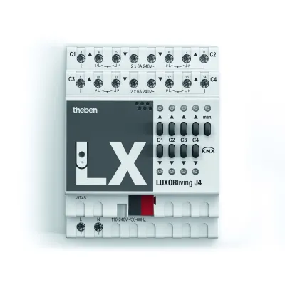 Theben Jalousieaktor LUXORliving J4 4800450 | 4-fach REG | Smart Home KNX | 4 Kanäle | LED-Anzeige | IP20