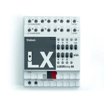 Theben LUXORliving B6 Binäreingang 6-fach 4800430 | KNX | REG 4TE | Universal-Eingänge | LED | IP20