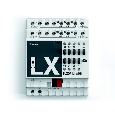 Theben Heizungsaktor LUXORliving H6 4800440 | 6-fach | REG-Montage | 24–250V AC | potentialfrei | Smart Home