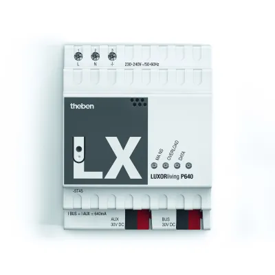 Theben Spannungsversorgung LUXORliving P640 | 4800990 | KNX System | 640 mA | 30 V DC | REG | LED-Anzeige | 4 TE