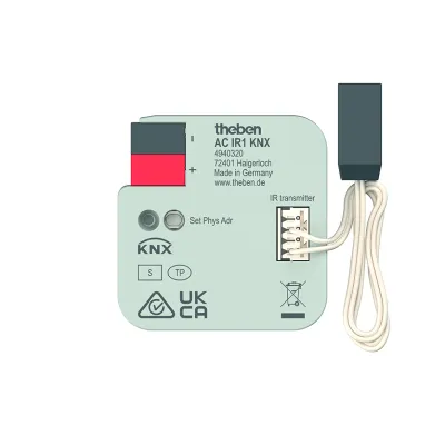 Theben Split Unit Gateway AC IR1 KNX 4940320 | KNX Schnittstelle | IR Steuerung | Unterputz | 24V | LED-Anzeige | IP20