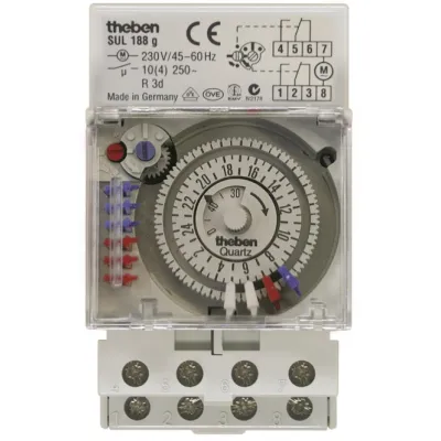Theben Zeitschaltuhr SUL 188G 1880033 | 2 Kanäle | 230V AC | DIN-Schiene | 24h Segment | Gangreserve 72h