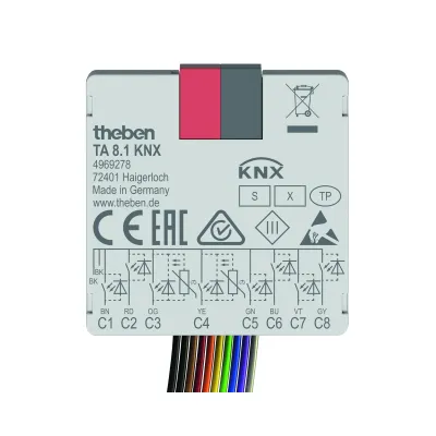 Theben Binäreingang KNX-Tasterschnittstelle TA 8.1 | 8-fach | Unterputz | KNX Data Secure | LED-Steuerung | IP20