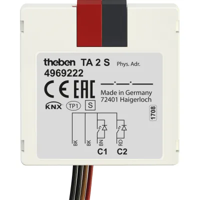 Theben Tasterschnittstelle TA 2 S KNX 4969222 | 2-fach Binäreingang | Unterputz | KNX | LED-Ansteuerung | IP20