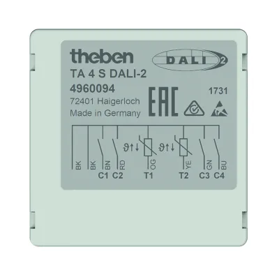Theben Tasterschnittstelle TA 4 S DALI-2 4960094 | 4 Eingänge | Unterputz | DALI-Binäreingang | LED-Steuerung | IP20