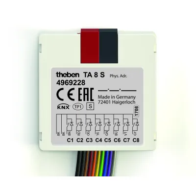 Theben TA 8 S KNX 8-fach Binäreingang Unterputz 4969228 | Temperaturmessung & LED-Ansteuerung | KNX Busankoppler